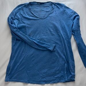 Stateside Long Sleeve Tee, lineny textured back, Blue, XS
